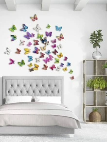 72pcs/set PVC Butterfly Sticker, Creative Mixed Color Self Adhesive 3D Butterfly Wall Decor For Home - Multicolor - View 2