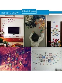 72pcs/set PVC Butterfly Sticker, Creative Mixed Color Self Adhesive 3D Butterfly Wall Decor For Home - Multicolor - View 4