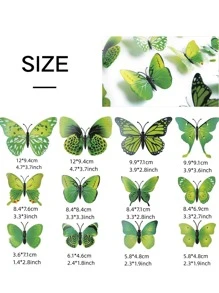 72pcs/set PVC Butterfly Sticker, Creative Mixed Color Self Adhesive 3D Butterfly Wall Decor For Home - Multicolor - View 6