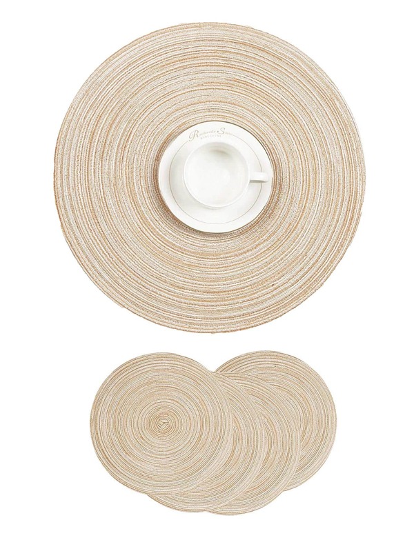 4 pièces/ensemble sets de table tissés ronds, sous-verres (tapis de tasse), adaptés à la Table à manger, à la Table de cuisine, résistant à l'eau, résistant à la chaleur, utilisation extérieure et intérieure