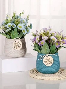 1 Chậu Hoa Bằng Nhựa, Bắc Âu Thẻ Trang Trí Vật Có Hộp Đựng Cho Gia Đình - Màu vàng - Xem 5