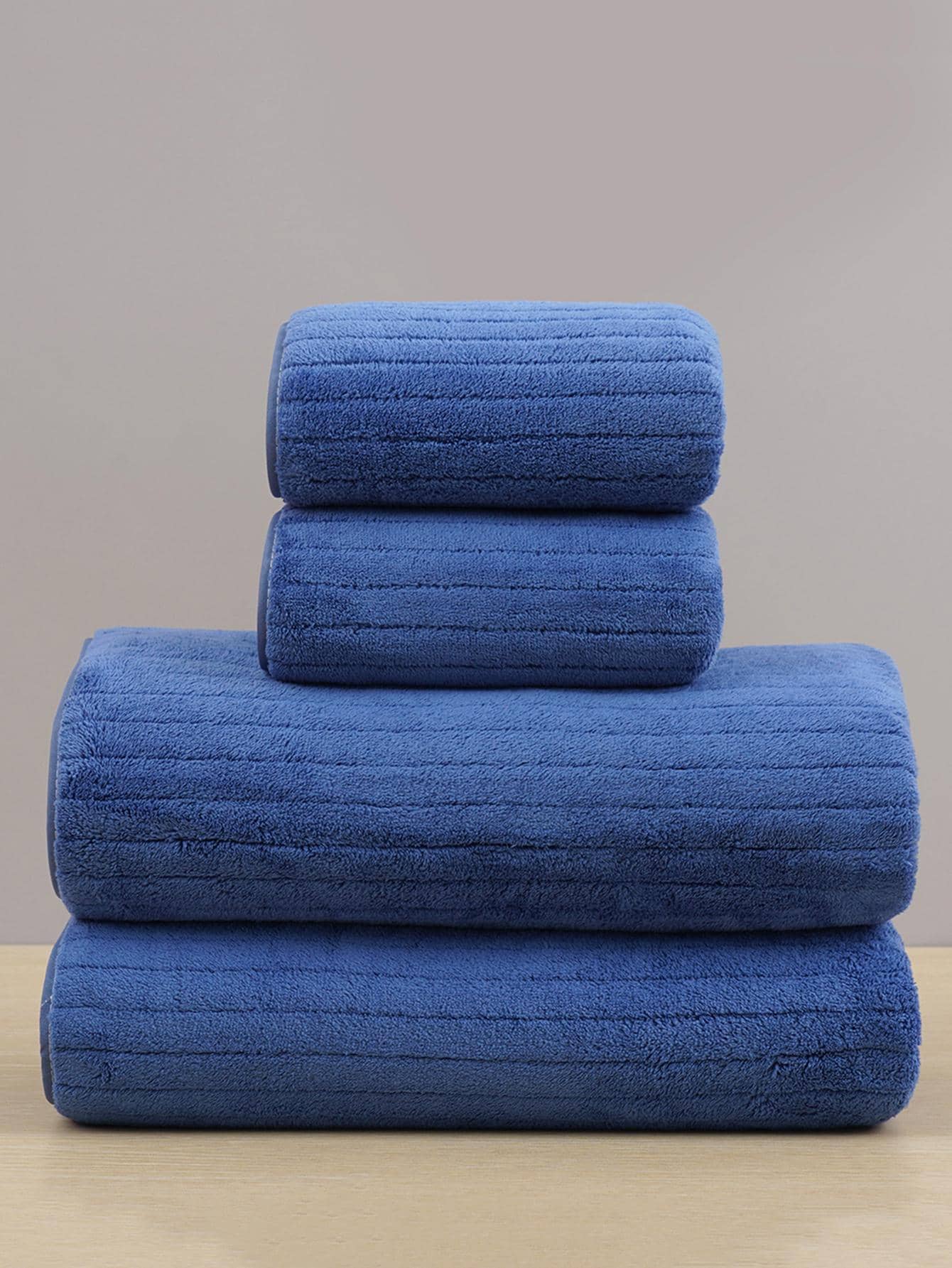 1入組珊瑚絨超細纖維浴巾/手巾,多種尺寸可選,柔軟吸水的家居、浴室、游泳池或沙灘使用洗布/毛巾 - 藍色 - 查看 1