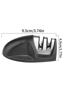 1pc Stainless Steel 2-Stage Manual Kitchen Knife Sharpener - Black - View 4