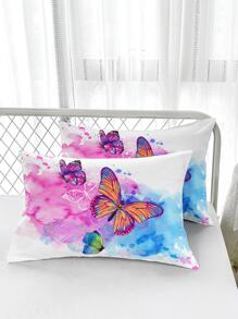 Bộ 3 Vỏ Chăn Họa Tiết Bướm (1 Vỏ Chăn Và 2 Vỏ Gối), Không Gồm Ruột Gối, Bộ Chăn Ga Gối Vải Hiện Đại Cho Phòng Ngủ - trắng - Xem 6