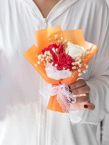 1 ramo plástico de la flor artificial, paquete romántico de la flor artificial para la decoración - Morado - Ver 2