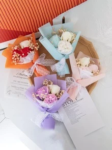 1 ramo plástico de la flor artificial, paquete romántico de la flor artificial para la decoración - Morado - Ver 4