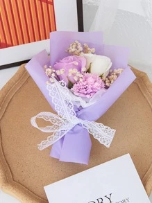 1 ramo plástico de la flor artificial, paquete romántico de la flor artificial para la decoración - Morado - Ver 1