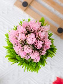 1入組塑膠仿真盆栽,餐桌裝飾用假盆栽裝飾品 - 粉色 - 查看 4