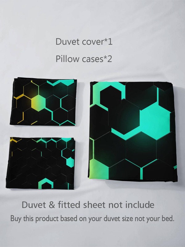 Beehive Pattern Duvet Cover Set Without Filler, Modern Fabric Bedding