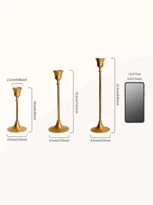 Candelero de metal 3 piezas - Vàng - Xem 5