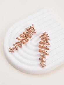 2入組水鑽裝飾耳墜 - 香檳色 - 查看 2