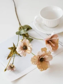 1bunch Plastic Artificial Flower Bouquet, Romantic Artificial Flower Bundle For Decoration - Gold - View 4