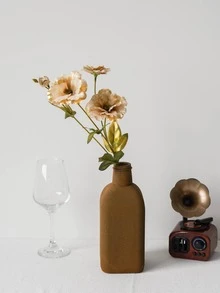 1bunch Plastic Artificial Flower Bouquet, Romantic Artificial Flower Bundle For Decoration - Gold - View 5