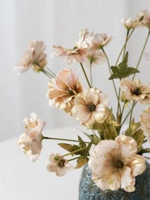 1bunch Plastic Artificial Flower Bouquet, Romantic Artificial Flower Bundle For Decoration - Gold - View 8