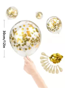 10 quả bóng bay cao su đính kim sa vàng 30cm, bóng bay trong suốt bơm khí heli, thích hợp trang trí đám cưới, tiệc sinh nhật, tựu trường, ngày Valentine và các dịp khác. - màu xanh lá - Xem 3