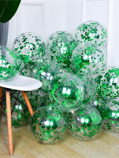 10pcs 12-Inch Gold Sequin Latex Balloons, Transparent Glitter Helium Balloons, Suitable For Wedding, Birthday Party Decor, Back To School, Valentine's Day And Other Occasions