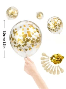 10 quả bóng bay cao su đính kim sa vàng 30cm, bóng bay trong suốt bơm khí heli, thích hợp trang trí đám cưới, tiệc sinh nhật, tựu trường, ngày Valentine và các dịp khác. - Màu tím - Xem 2
