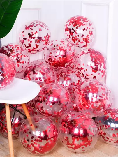 10pcs 12-Inch Gold Sequin Latex Balloons, Transparent Glitter Helium Balloons, Suitable For Wedding, Birthday Party Decoration