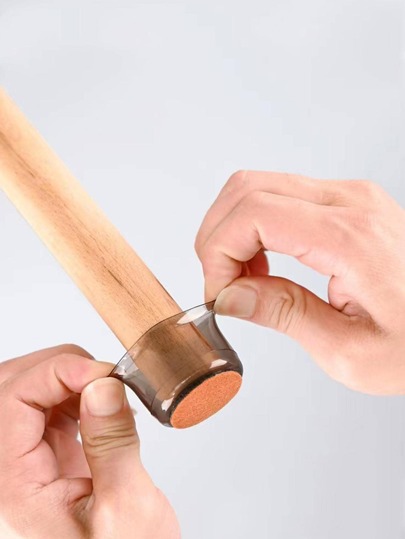 Chair Transparent Foot Pad, Noise-Reducing And Wear-Resistant Table/Chair Leg Cover, Silicone Stool Pad, Felt Pad Anti-Noise Mat | 4pcs, M Size, Clear Black