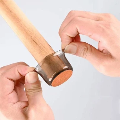 Ghế đệm chân trong suốt, Tấm bọc chân bàn/ghế chống ồn và chống mài mòn, Tấm lót ghế bằng silicon, Tấm nỉ chống ồn | 4 cái, cỡ M, màu đen trong