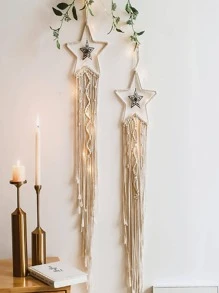 1pc Woven Detail Tassel Decor Wall Hanging, Modern Polyester Hanging Decoration For Home,Home Decor ,Room Decor,Wall Decor