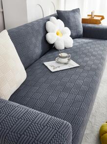 1 Hình Học Vải Bọc Ghế Sofa, Polyester Hiện Đại Co Giãn Bọc Ghế Sofa Cho Gia Đình - Màu xám đen - Xem 5