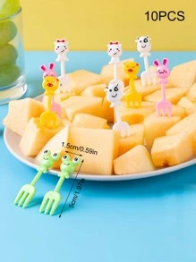 10入組/套ABS叉,創意卡通動物設計水果叉 - 彩色 - 查看 2