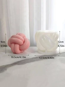 1入組創意白色矽膠現代打結圖案蠟燭模具 - 白色 - 查看 7