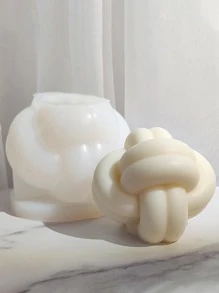 1入組創意白色矽膠現代打結圖案蠟燭模具 - 白色 - 查看 5
