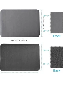 HYER KITCHEN 1入組矽藻土洗碗墊廚房用極簡主義灰色洗碗瀝水墊 - 灰色 - 查看 5