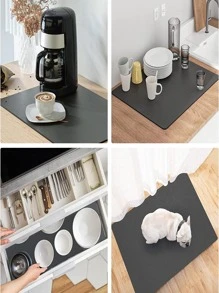 HYER KITCHEN 1入組矽藻土洗碗墊廚房用極簡主義灰色洗碗瀝水墊 - 灰色 - 查看 6
