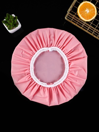 1 pièce Bonnet de douche rose imperméable unicolore, Chapeau de douche en PEVA pour décoration de salle de bain maison. Retour à l'école d'été