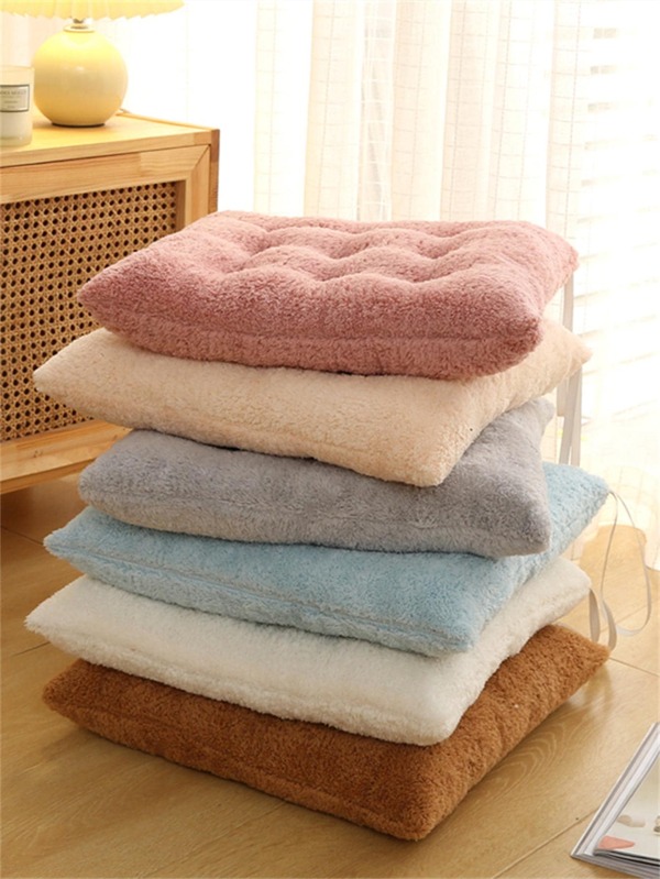 1pc Apricot Decorative Pillow, Minimalist Polyester Fluffy Throw Pillow