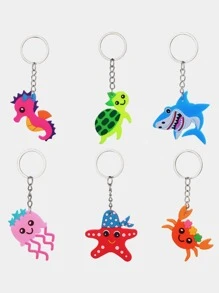 6 Piezas Accesorios De Llavero Con Forma De Animales Marinos, Regalos De Fiesta - Multicolor - Ver 3