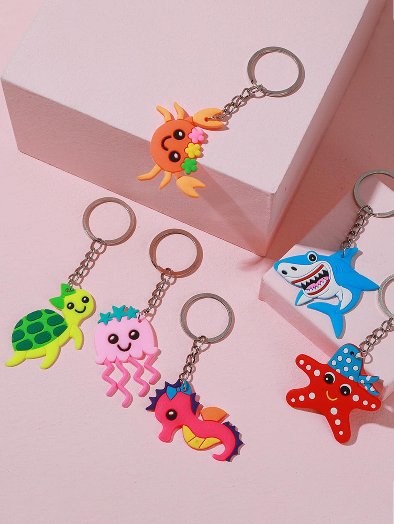 6 Piezas Accesorios De Llavero Con Forma De Animales Marinos, Regalos De Fiesta - Multicolor - Ver 1