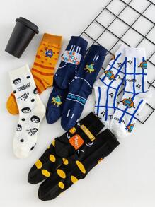 Vớ đồ họa phi hành đoàn 5 cặp nam - Nhiều màu - Xem 1