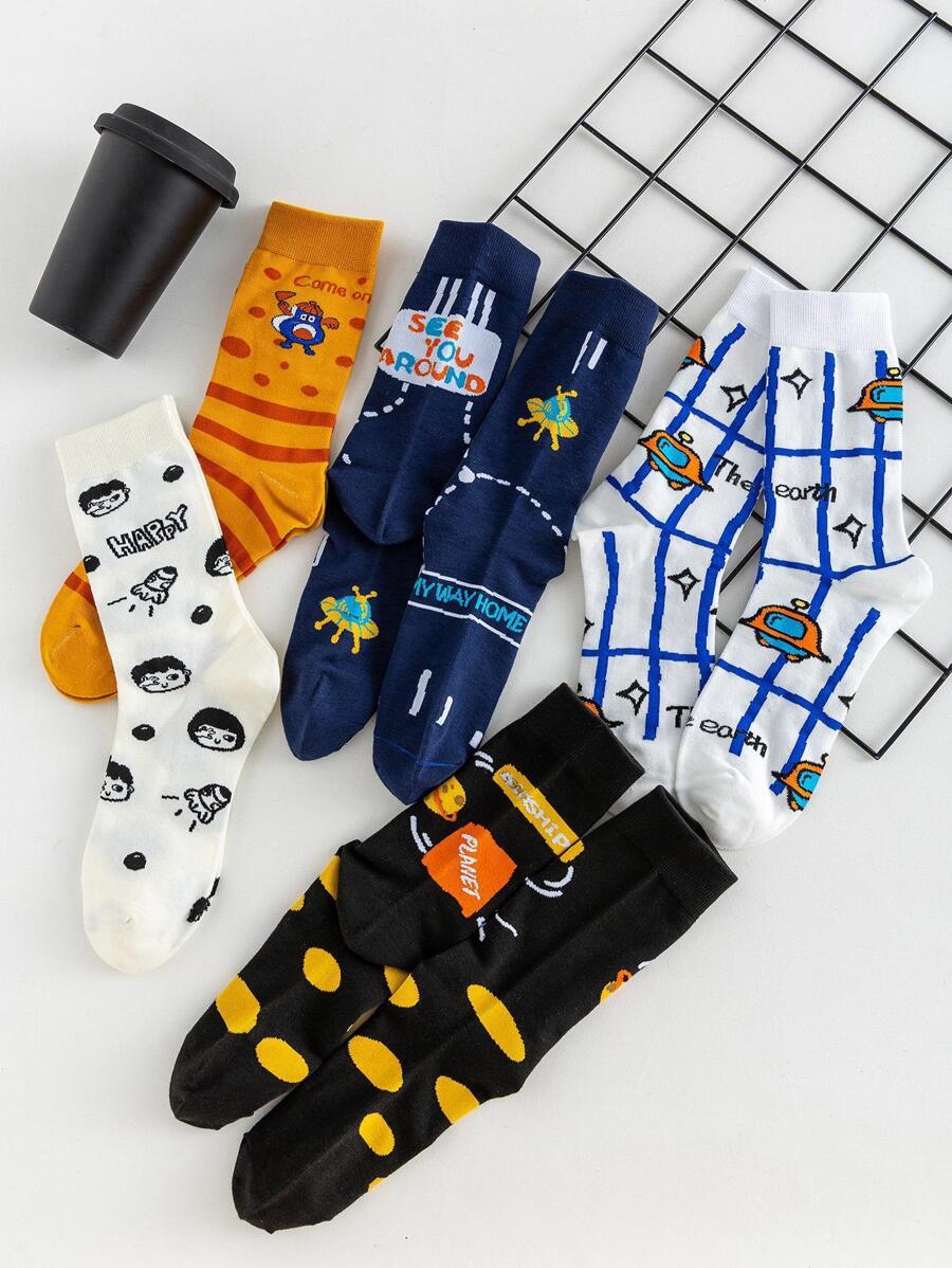 Vớ đồ họa phi hành đoàn 5 cặp nam - Nhiều màu - Xem 1