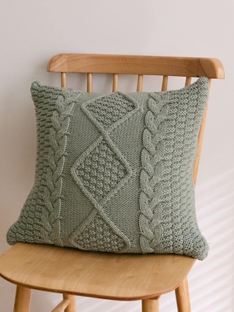 1pc Geometric Pattern Cushion Cover Without Filler, Modern Knitted Fabric Decorative Throw Pillow Case For Living Room, Home Decor