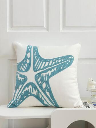 1入組無填充物海星圖案靠墊套現代布藝家居裝飾抱枕套