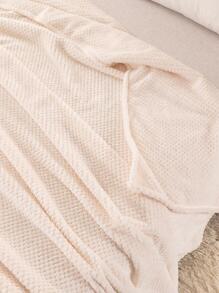 1pc Beige Flannel Fleece Blanket, Warm & Soft Fluffy Blanket For Sofa, Bedroom, Living Room