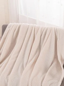 1pc Beige Flannel Fleece Blanket, Warm & Soft Fluffy Blanket For Sofa, Bedroom, Living Room