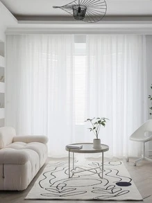 1 Rèm Cửa Sổ Sợi Polyester Trắng Trong Suốt, Phong Cách Lãng Mạn, Thích Hợp Cho Trang Trí Phòng Khách Và Phòng Ngủ - trắng - Xem 2