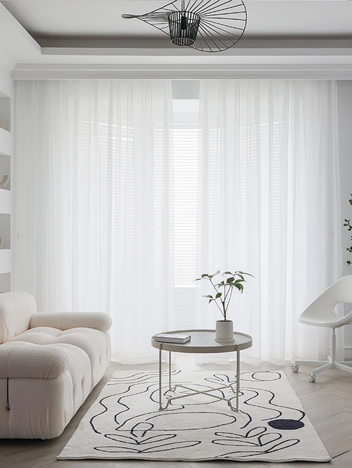 1 Rèm Cửa Sổ Sợi Polyester Trắng Trong Suốt, Phong Cách Lãng Mạn, Thích Hợp Cho Trang Trí Phòng Khách Và Phòng Ngủ