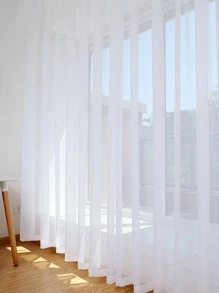 1 Rèm Cửa Sổ Sợi Polyester Trắng Trong Suốt, Phong Cách Lãng Mạn, Thích Hợp Cho Trang Trí Phòng Khách Và Phòng Ngủ - trắng - Xem 5
