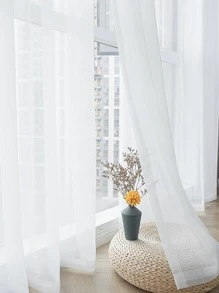 1 Rèm Cửa Sổ Sợi Polyester Trắng Trong Suốt, Phong Cách Lãng Mạn, Thích Hợp Cho Trang Trí Phòng Khách Và Phòng Ngủ - trắng - Xem 7