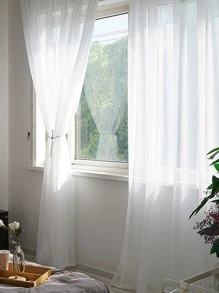 1 Rèm Cửa Sổ Sợi Polyester Trắng Trong Suốt, Phong Cách Lãng Mạn, Thích Hợp Cho Trang Trí Phòng Khách Và Phòng Ngủ - trắng - Xem 11