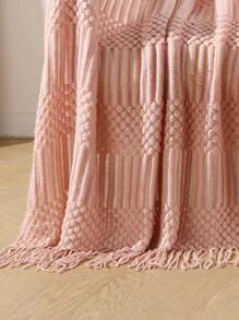 1pc Solid Color Throw Blanket, Minimalist Fabric Throw Blanket For Home - Pink - View 4