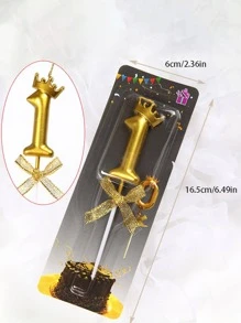 1 件蝴蝶结数字生日蜡烛，适合成人派对或周年纪念的 Ins 风格蛋糕装饰， - 粉色 - 查看 7