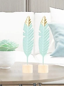 1入組鐵製羽毛裝飾品,適用於客廳、臥室、辦公室、書桌、攝影道具等,簡約家居裝飾