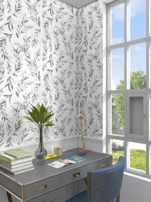 1 Cuộn Giấy Dán Tường Họa Tiết Lá Rộng 45cm, Tự Dán, Giấy Dán Tường Hoa Văn Màu Xám Cho Phòng Ngủ, Phong Cách Bohemian, Giấy Dán Tường Tủ Có Thể Tháo Rời, Nhãn Dán Tự Dính Phong Cách Retro, Nhãn Dán Gạch - Đen và trắng - Xem 4